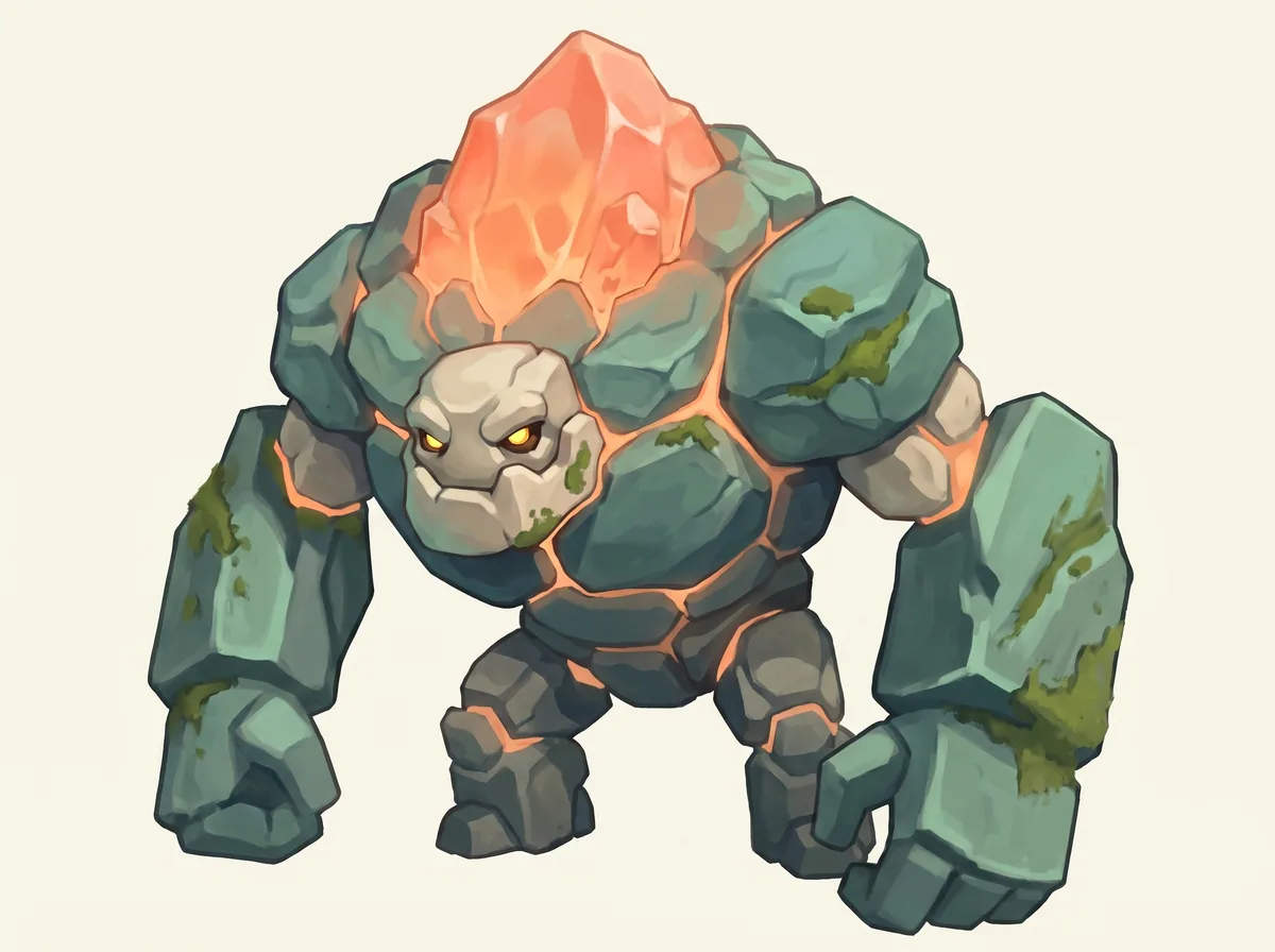Creature concept art of a massive Brute standing in a painted Oddlands environment.